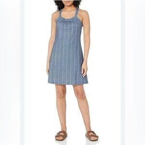 Prana Navy and White Striped Midi Tank Dress